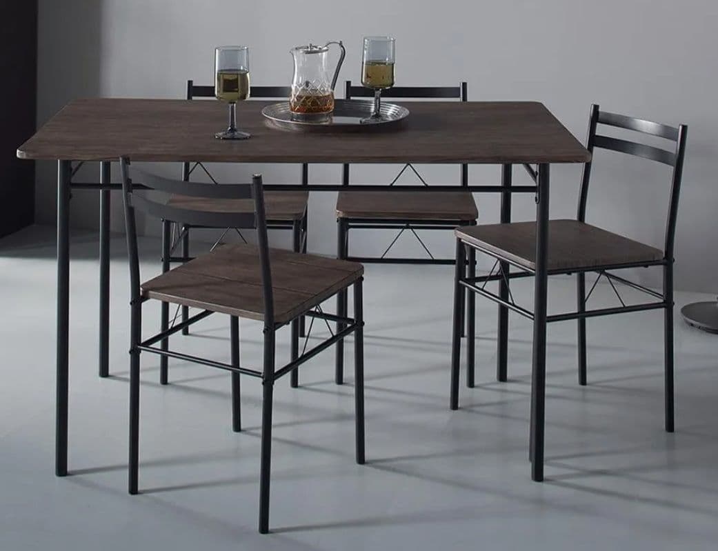 ダイニングテーブルと椅子4脚セット 120㎝×70㎝ ブラウン 木目調 4人掛け