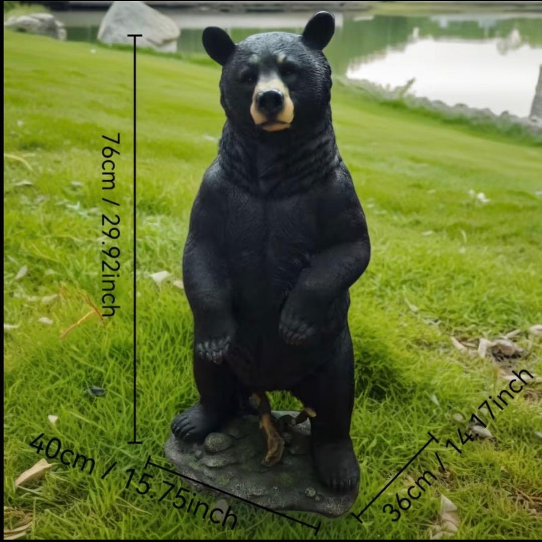 庭用 熊 オブジェ 高さ76cm リアル 黒熊 立ち姿 ガーデン置物 樹脂製