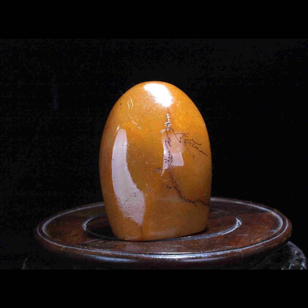 中国古い田黄石　置物　風景彫刻骨董品