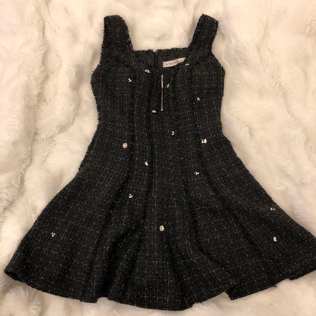 【ROBE de FLEURS/ローブドフルール】ツイード/フレア／キャバドレス