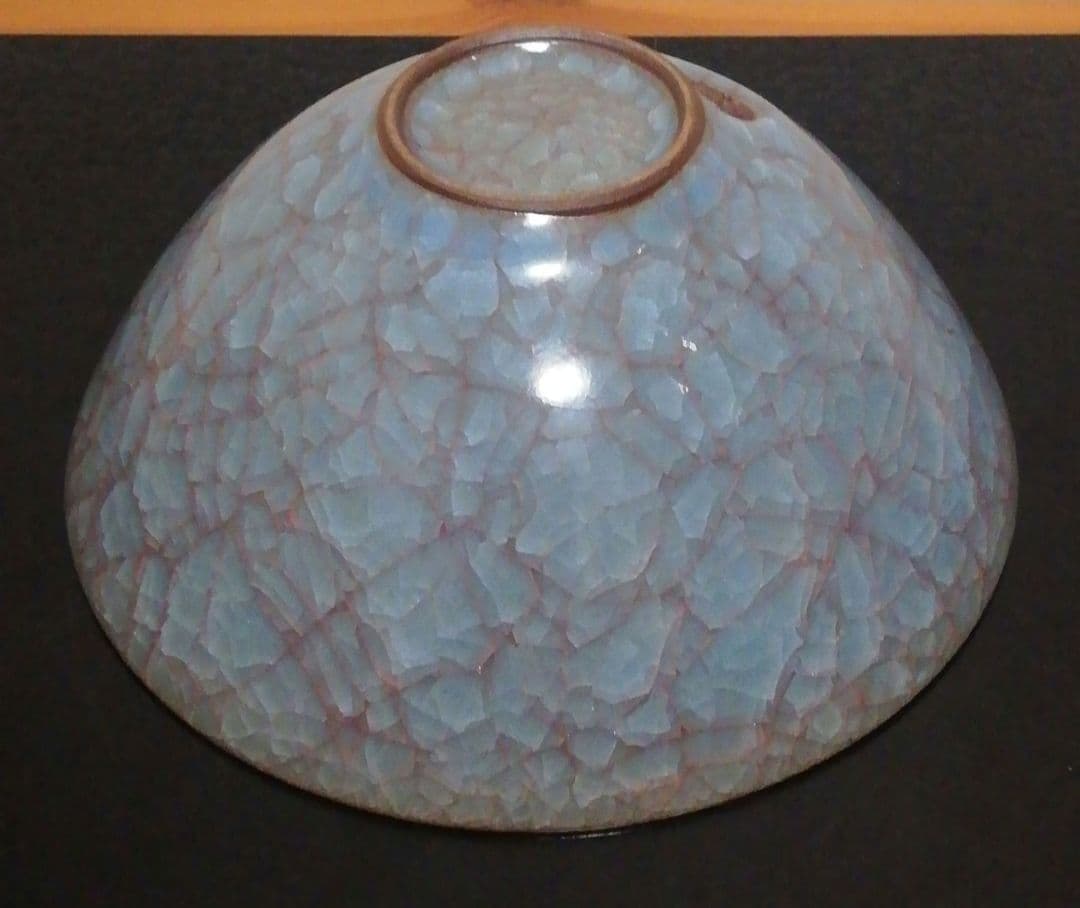 古川利男作　灰青磁　茶碗　共箱　略歴付　茶道具