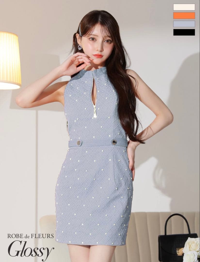 美品フロントジッパー/ ビジュー/ リブ/