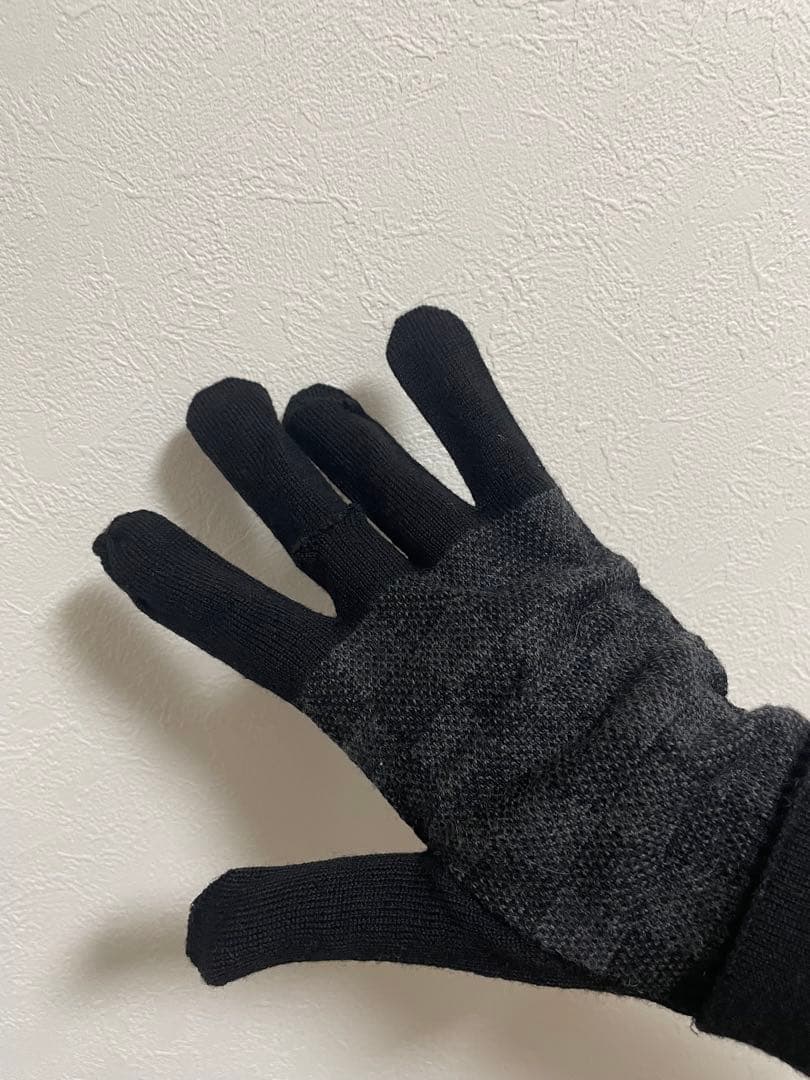 ルイヴィトン　ダミエ　黒　グレー　ブラック　手袋　グローブ　難あり　美品