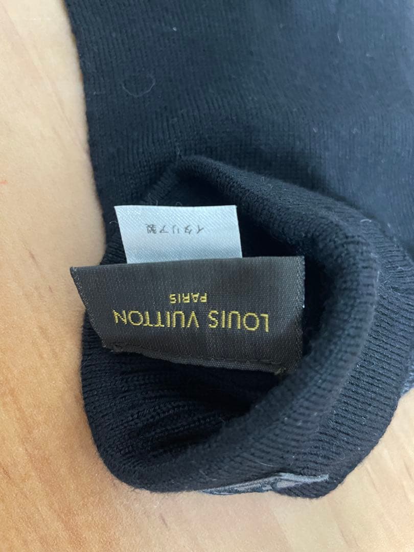 ルイヴィトン　ダミエ　黒　グレー　ブラック　手袋　グローブ　難あり　美品