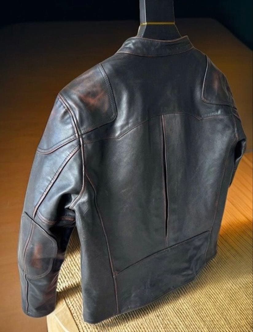 わ*ん様 ヴェノム風 馬革ライダースジャケット（RRL風デザイン）Lサイズ相当