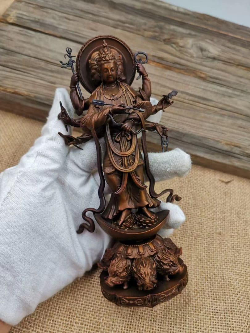 【修縁堂】精彫造像 摩利支天 ふるいにかける版 仏教法具 古美術品