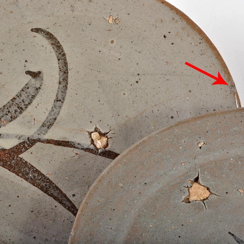 北大路魯山人作　唐津焼　野草文　平向　二客　共箱　D　R5337