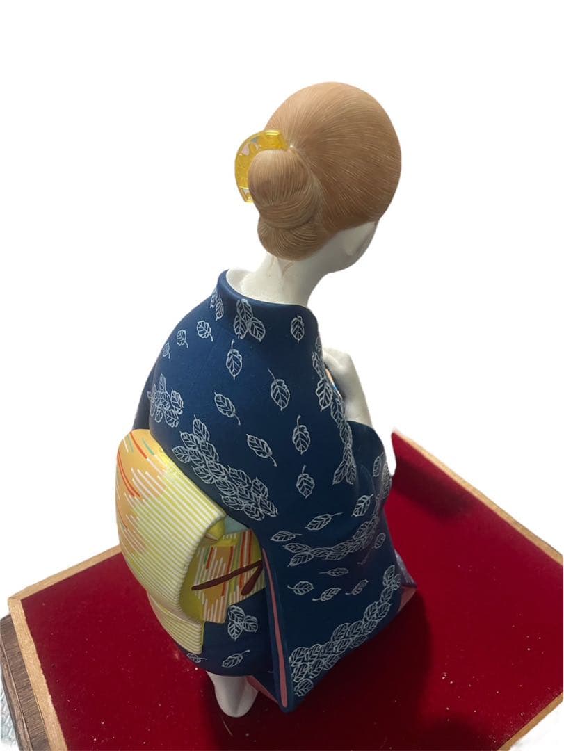 【美品】博多人形 西邑作「藍染の女」ガラスケース・木札付き 伝統工芸品 置物