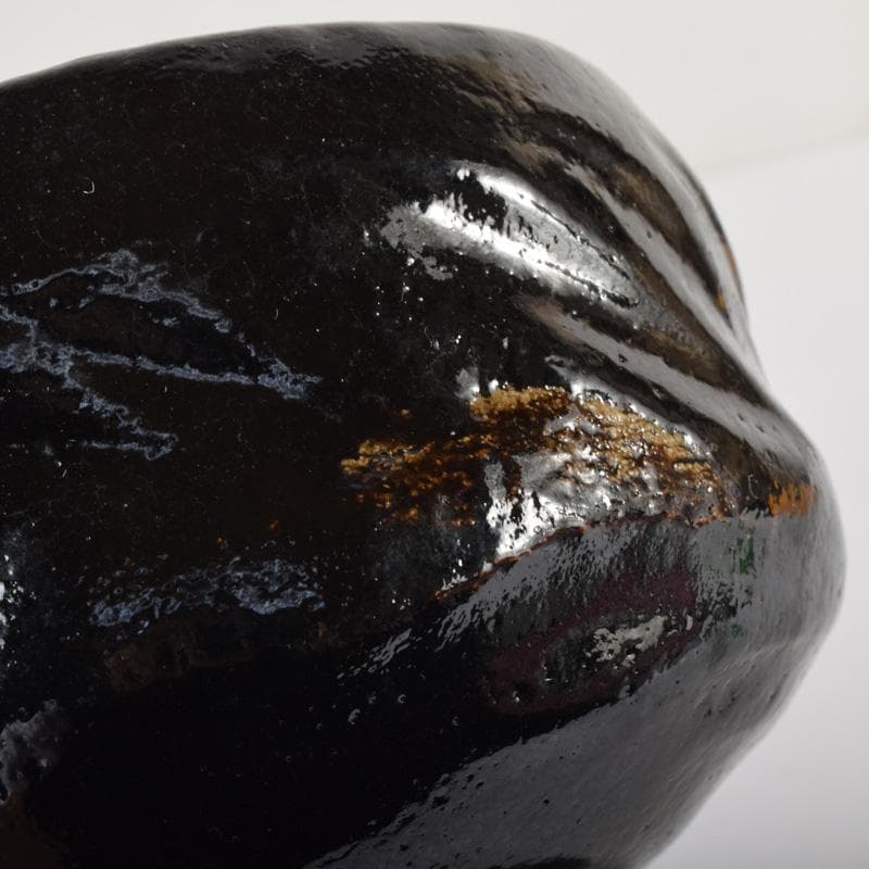 Gojyo　茶道具　楽焼　佐々木松楽作　黒楽茶碗　共布共箱　V　7400