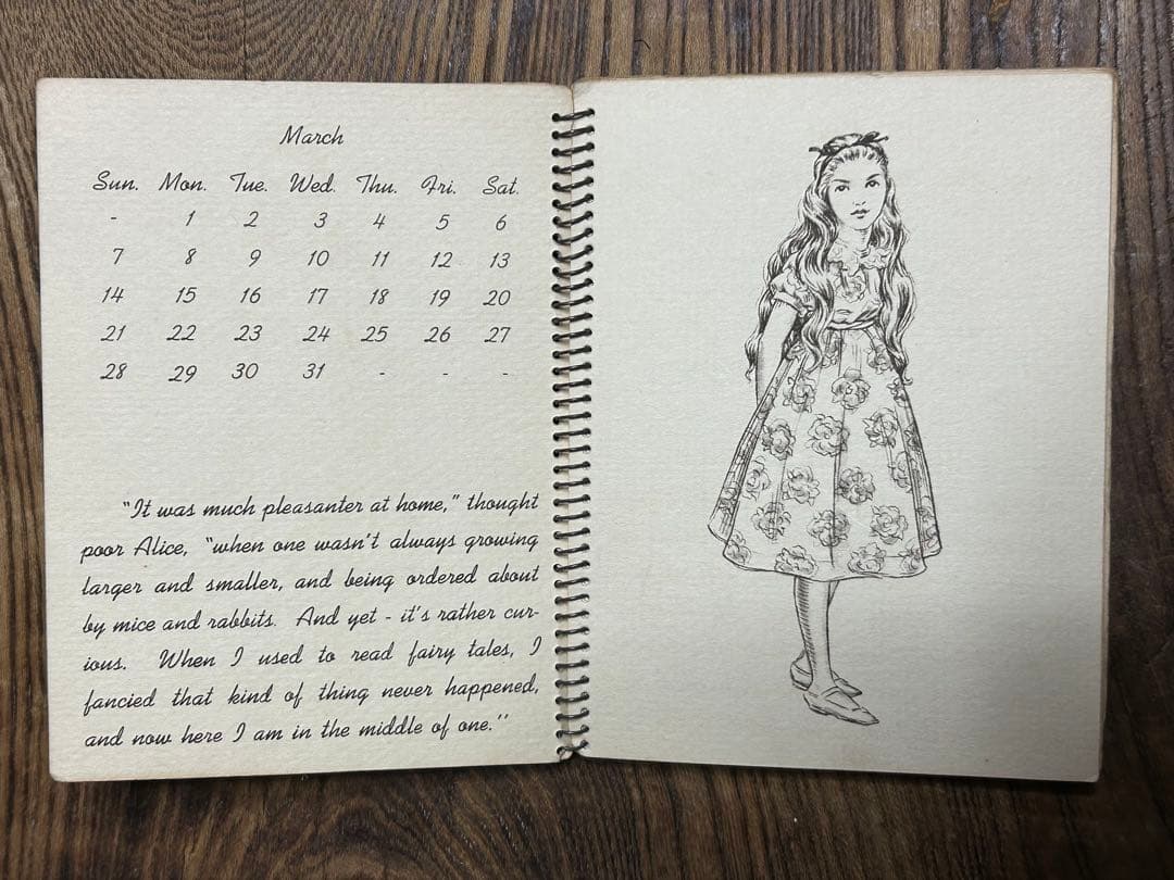 不思議の国のアリス 1943年カレンダー帳