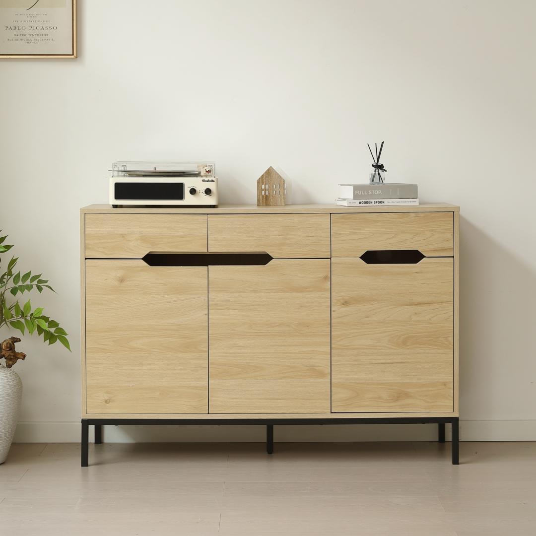 【幅118cm】キャビネット 脚付き サイドボード チェスト NATURAL