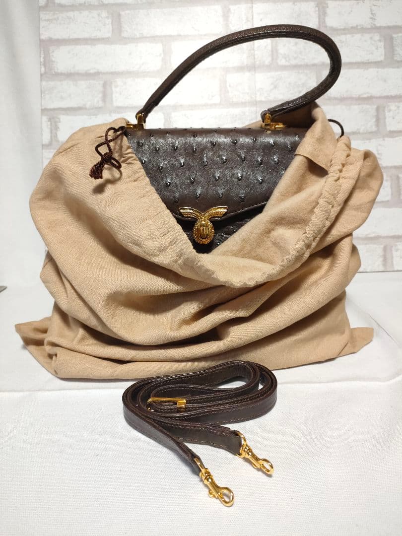 オーストリッチ   ハンドバッグ   ストラップ付き