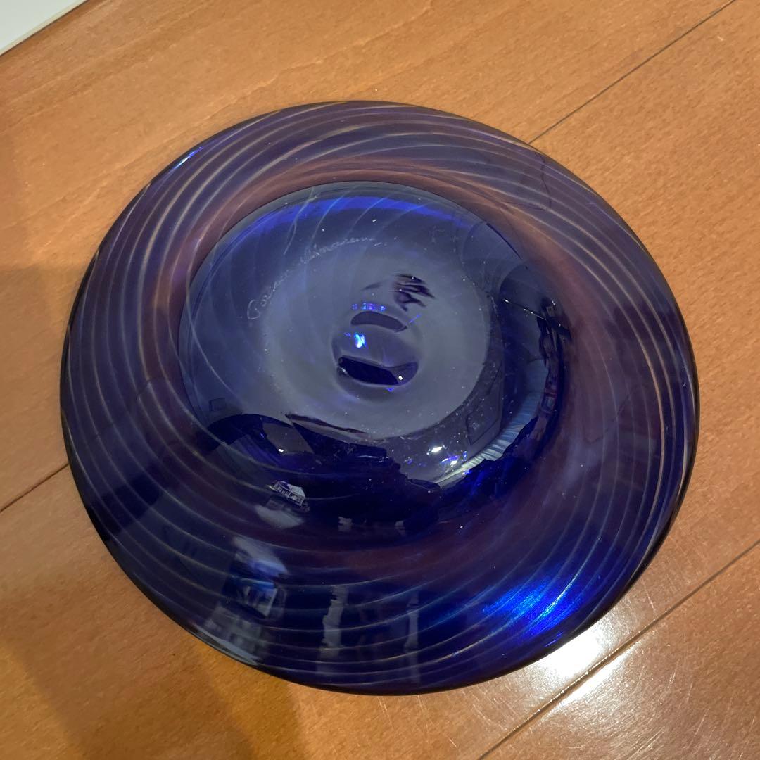 青色 渦巻き模様 ガラスボウル フィンランドの作家さんものです