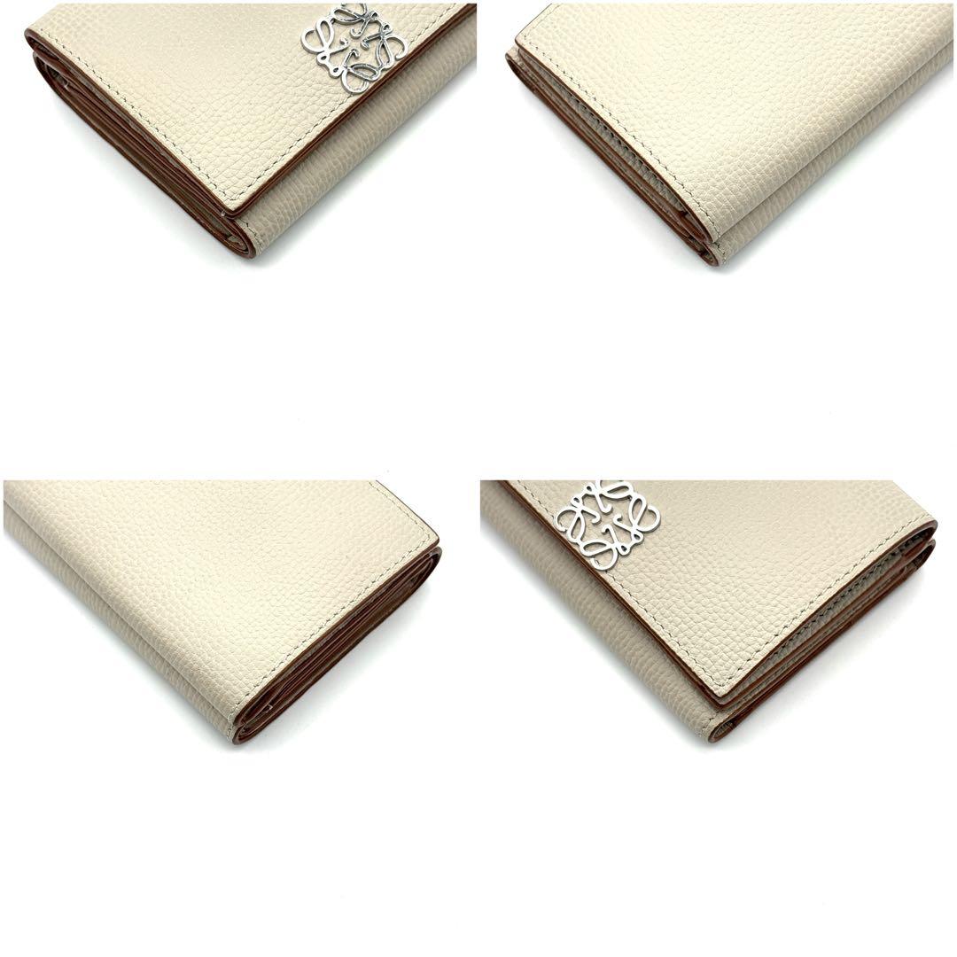 極美品◆LOEWE トライフォールドウォレット 三つ折り財布 グレージュ