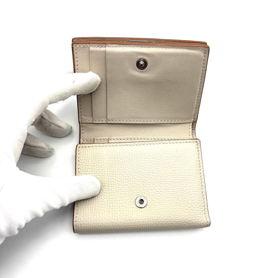 極美品◆LOEWE トライフォールドウォレット 三つ折り財布 グレージュ