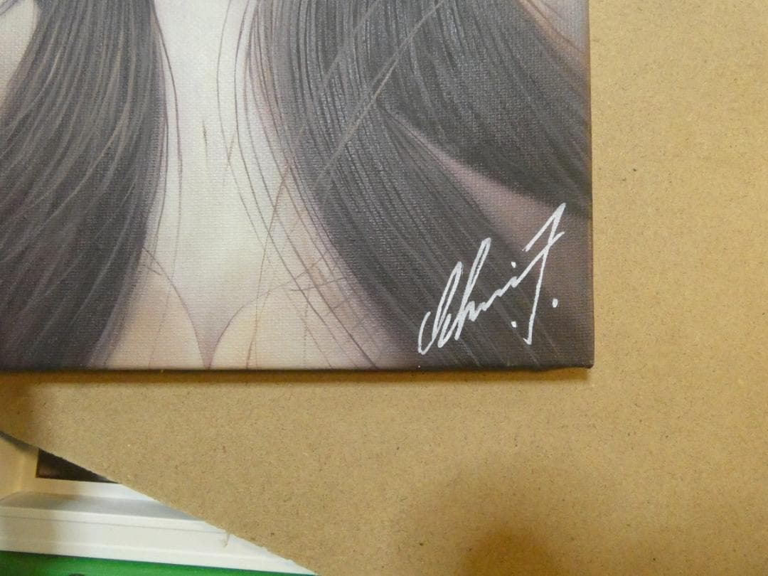 油絵 人物 　　鶴田一郎　 【　美人画　】手描き　 F6 額付き