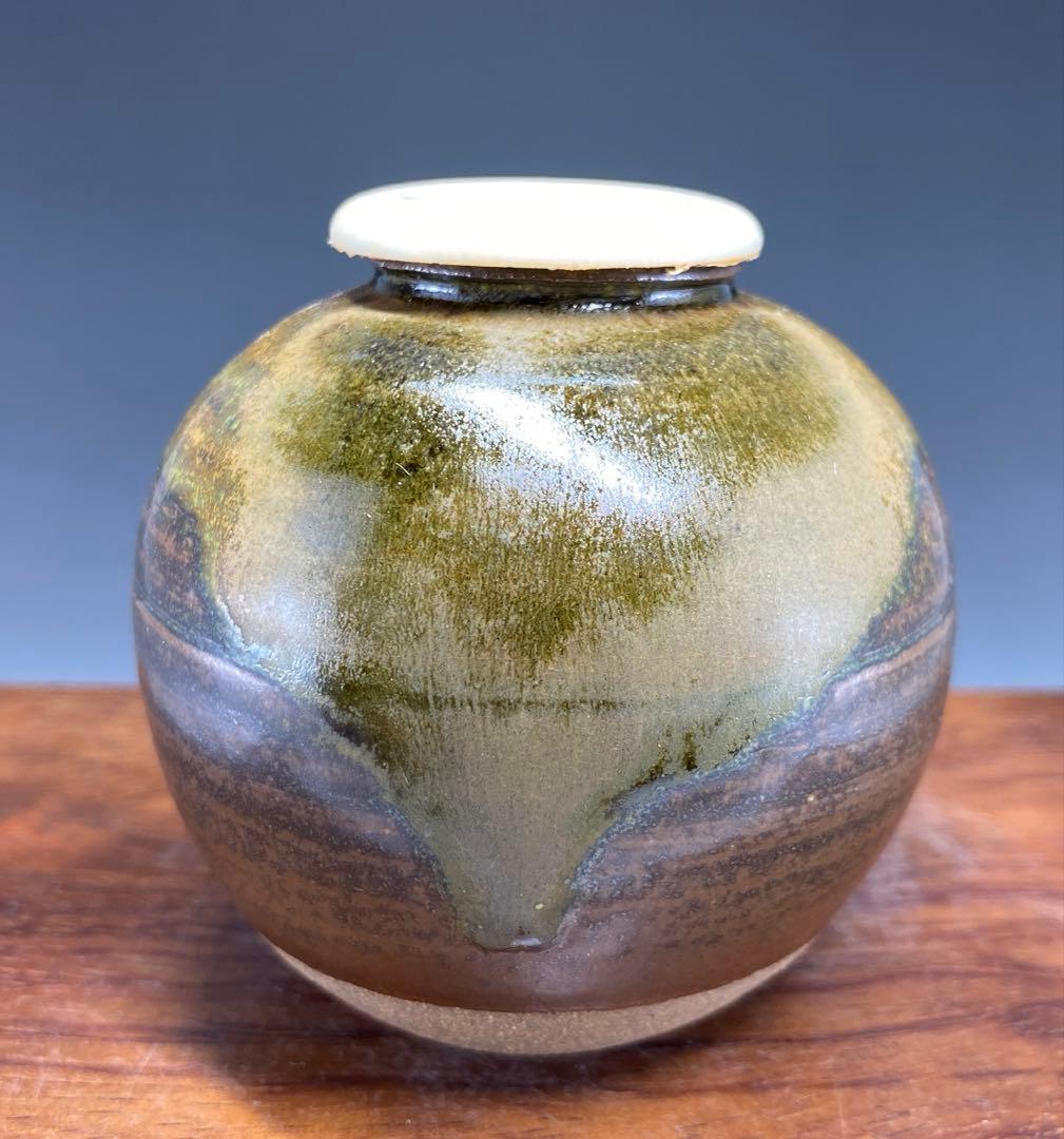 【茶道具】信水窯　丹波文琳茶入（共箱）