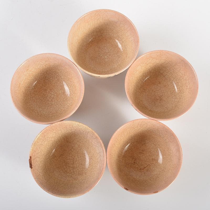 煎茶道具　華中亭道八造　御本手　青華　柳文　煎茶碗　五客　共箱　M　R6853