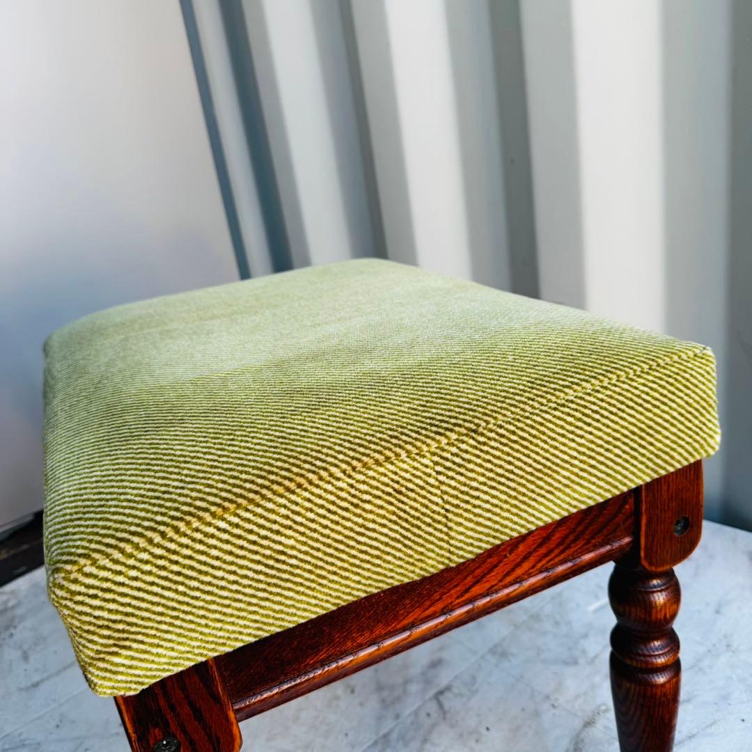 美品！三越家具Brugge(ブルージュ) オーク材クラシック スツール グリーン