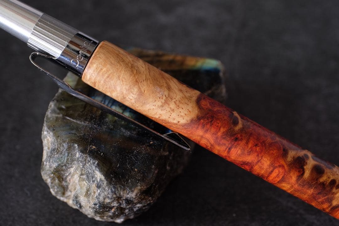 PG5木軸カスタム0187　高村杢工房 製図用シャープペンシル 極上 花梨瘤紅白