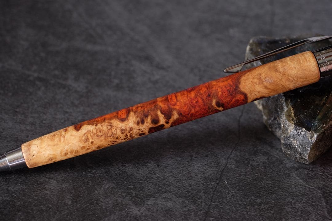 PG5木軸カスタム0187　高村杢工房 製図用シャープペンシル 極上 花梨瘤紅白