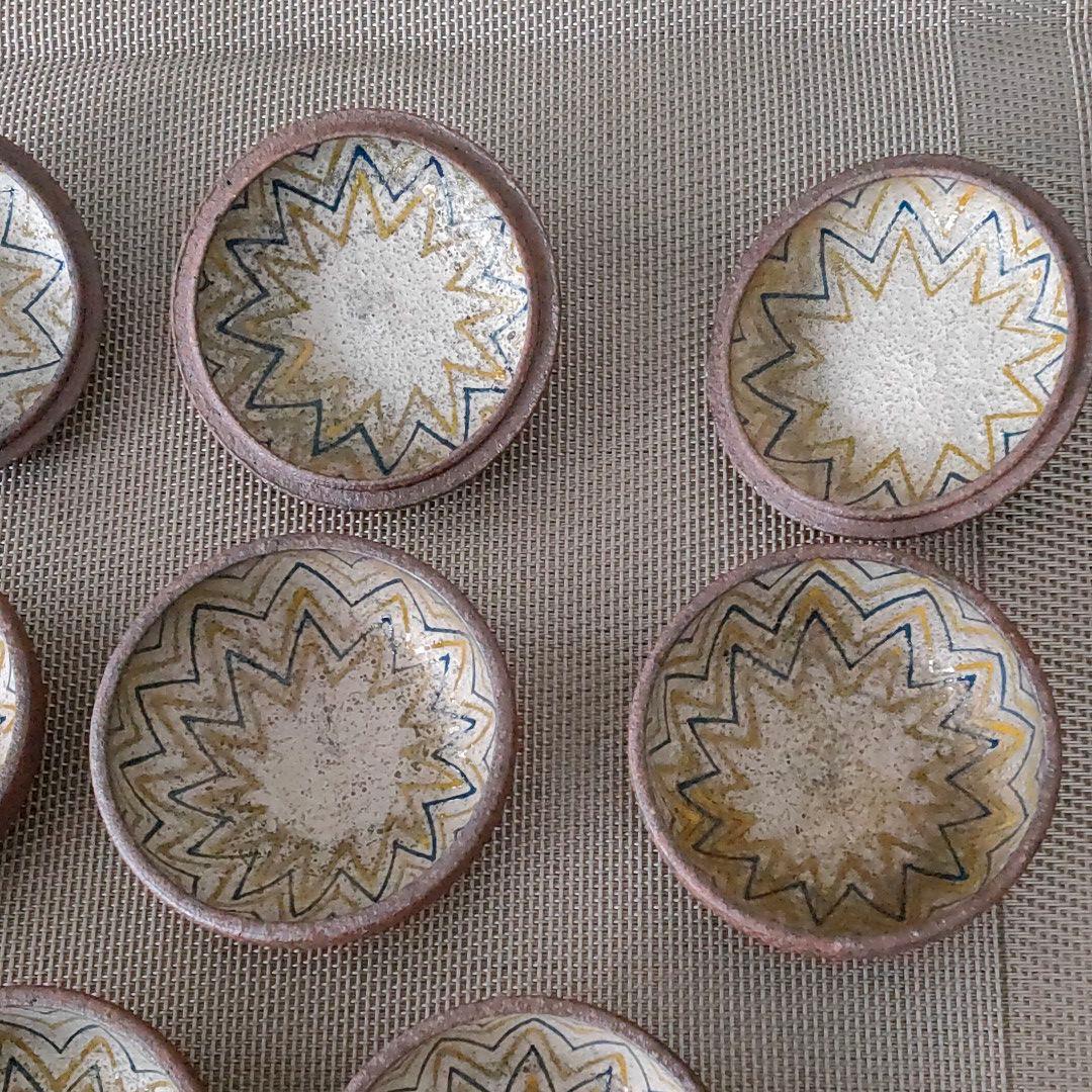 ベン・コーエン 焼締め口取蓋付き器 ６個