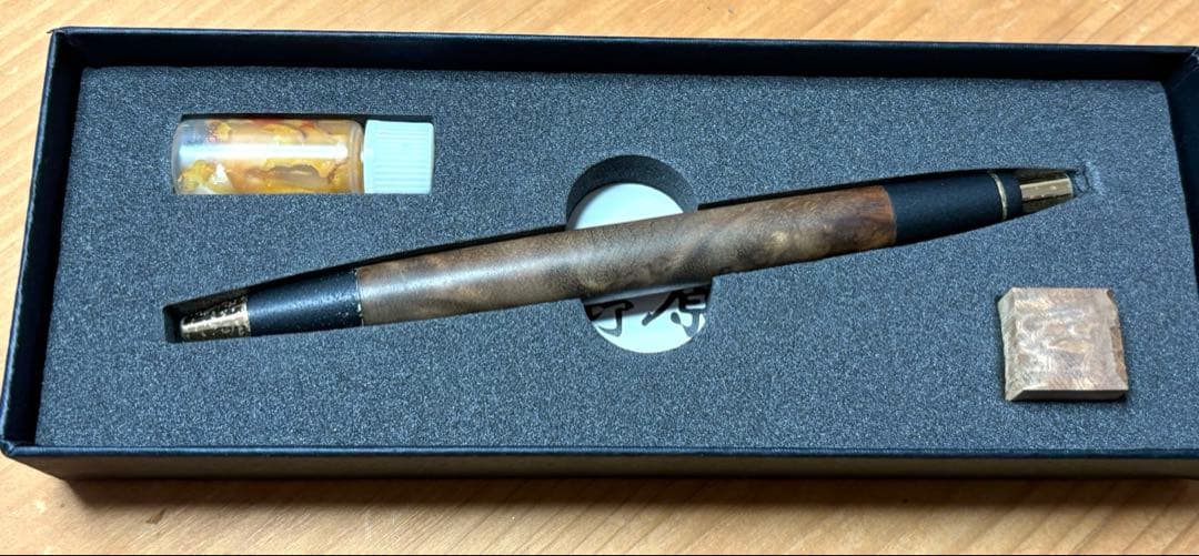 野原工芸　マーブルウッド シャーペン　旧型　ゴールド 固定式口金 付