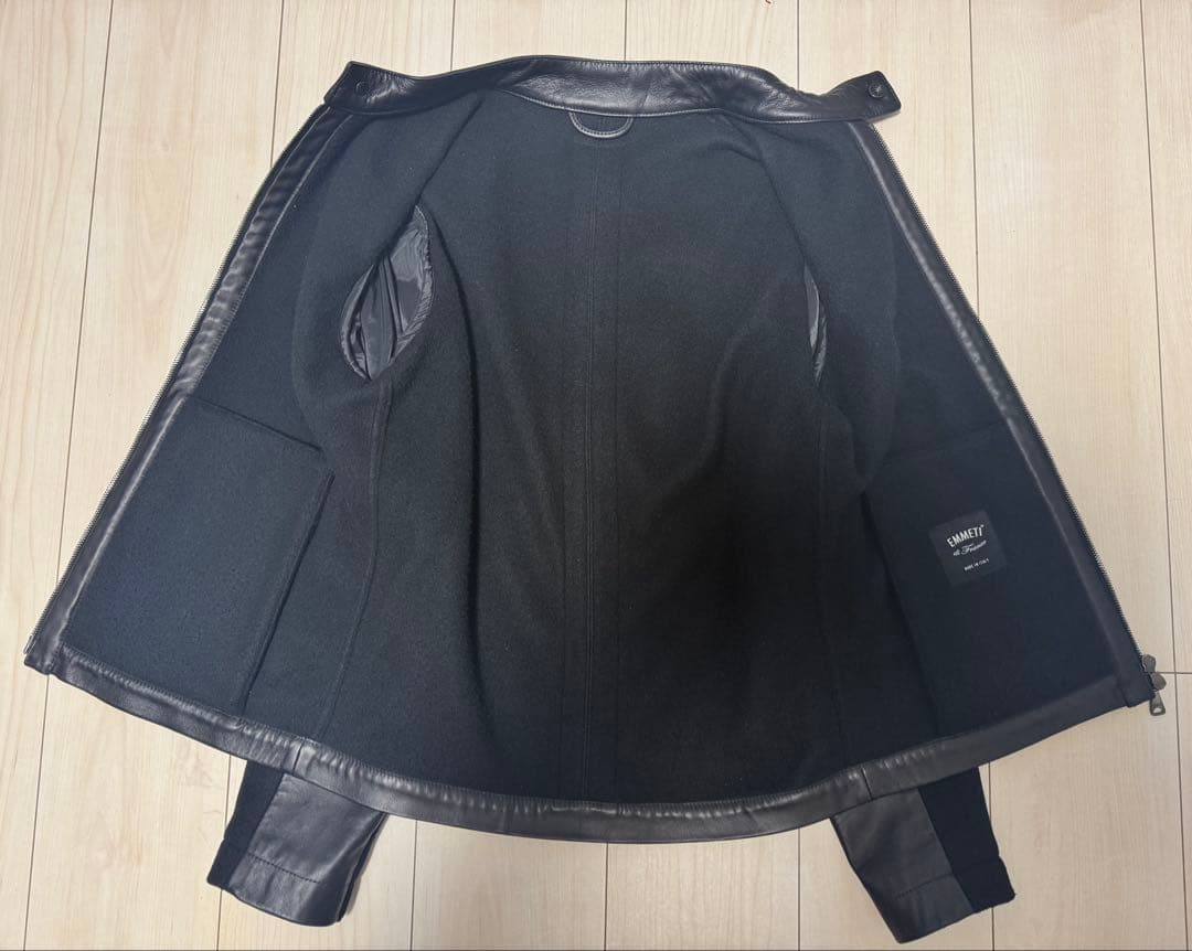 美品 EMMETI JURI X ラムスキン フリース ライダースジャケット