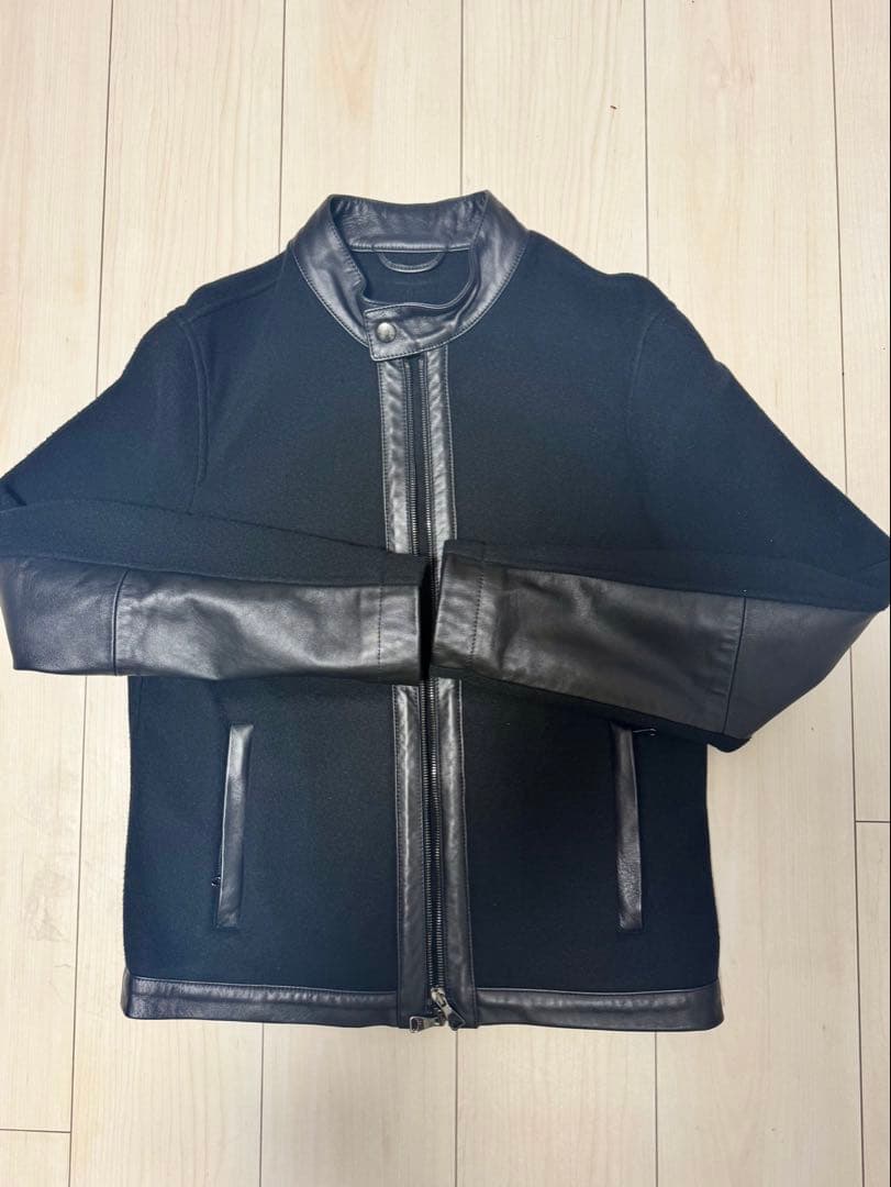 美品 EMMETI JURI X ラムスキン フリース ライダースジャケット