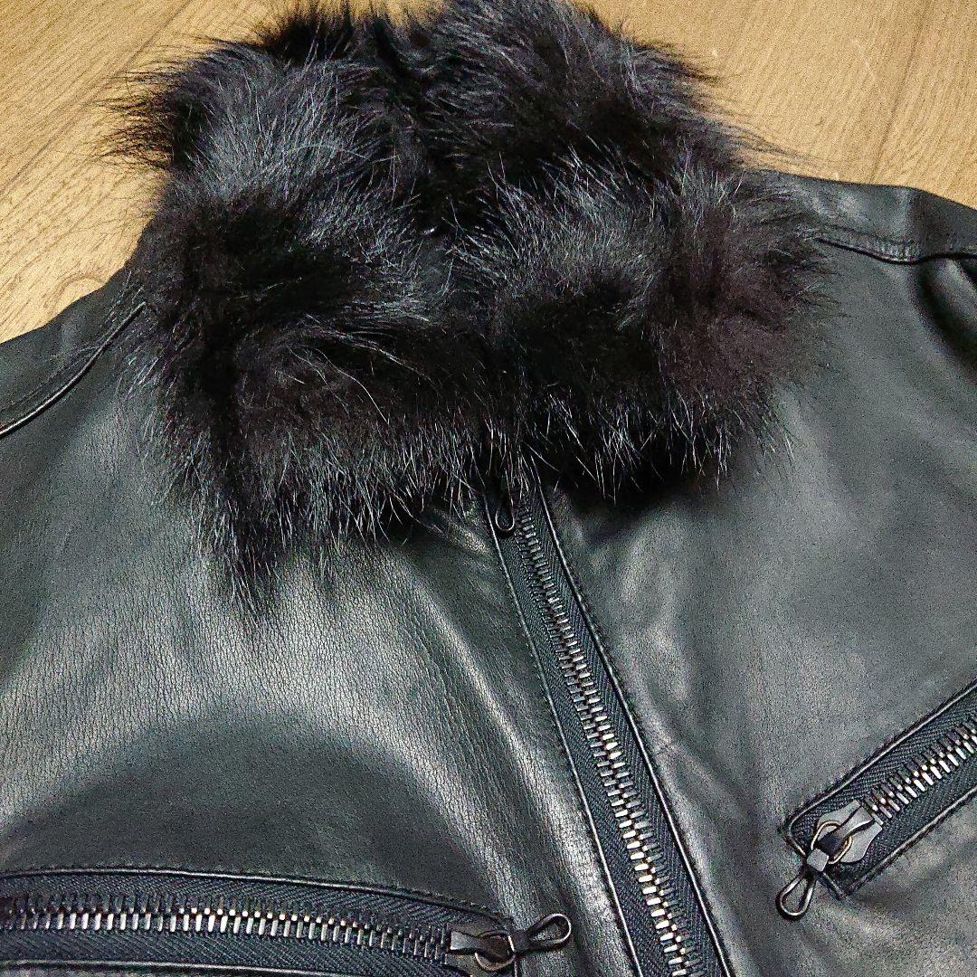 SHELLAC カウレザーライダースジャケット ラビットファー特別仕様【超美品】