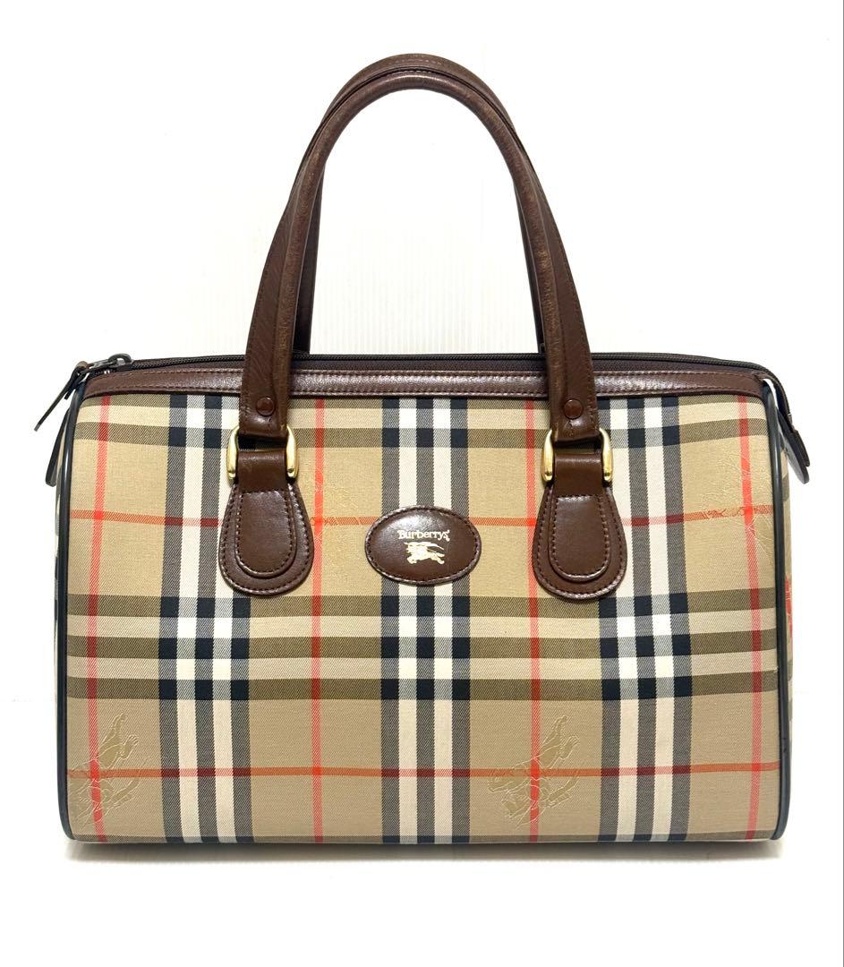 美品♪ オールド バーバリー Burberry ミニボストン ハンドバッグ