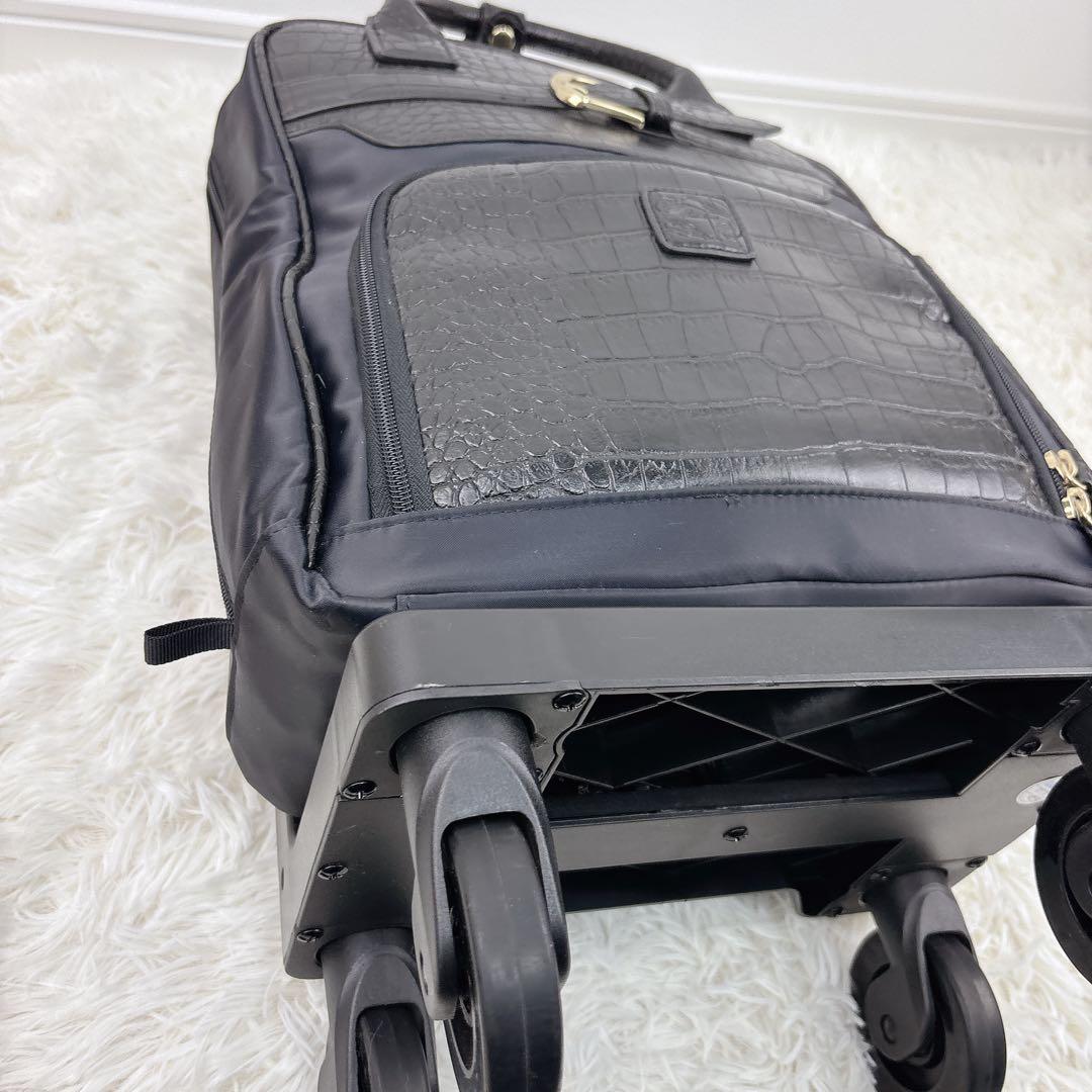 極美品✨ SWANY スワニー キャリーバッグ レザー クロコ型押し 機内持込み