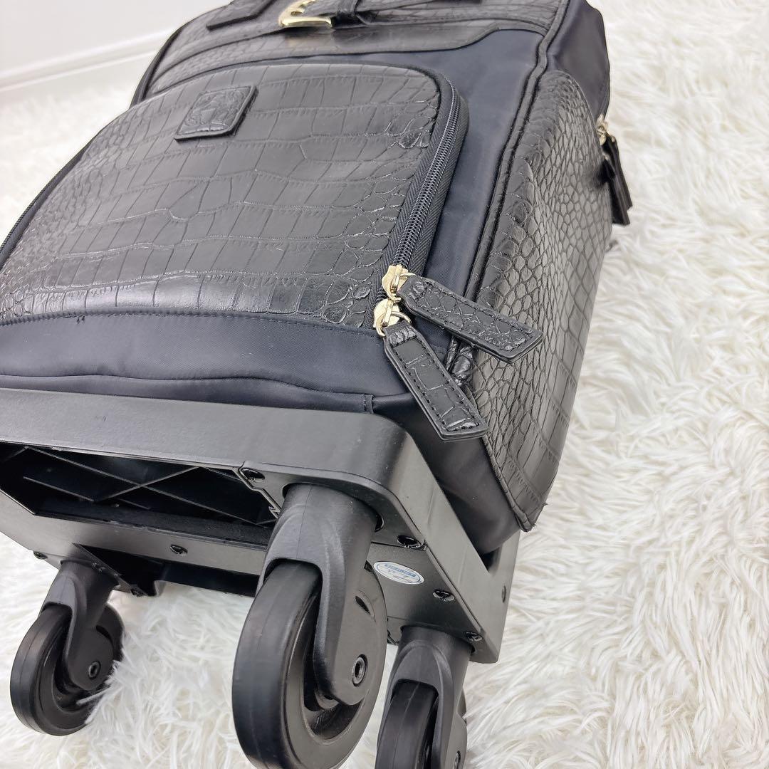 極美品✨ SWANY スワニー キャリーバッグ レザー クロコ型押し 機内持込み
