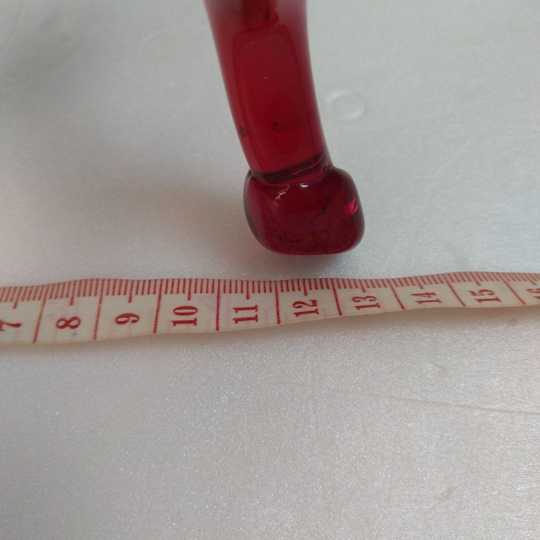 赤色 ガラス製 馬の置物 翼付き