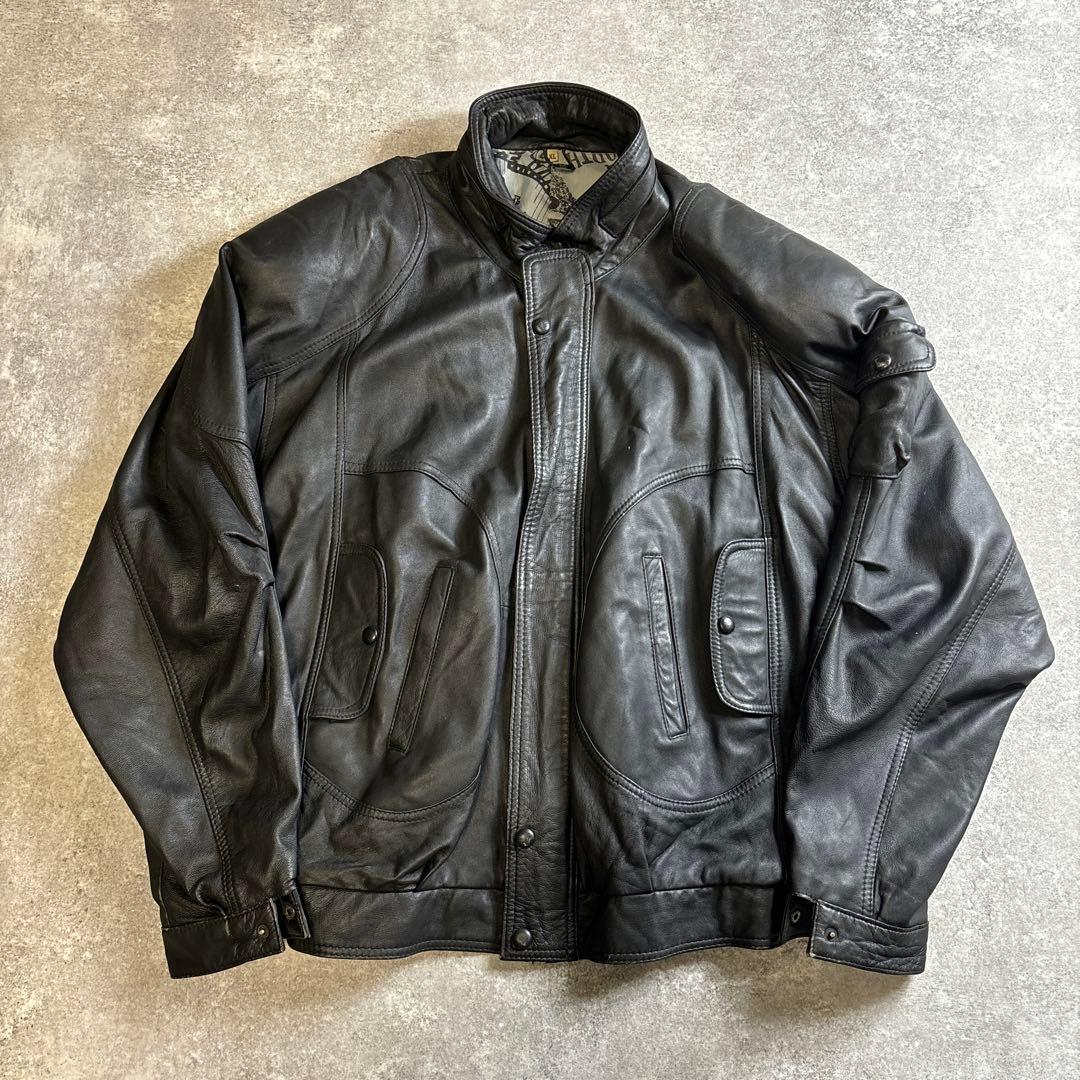 レザージャケット ブルゾン 本革 雰囲気抜群 90s vintage 黒