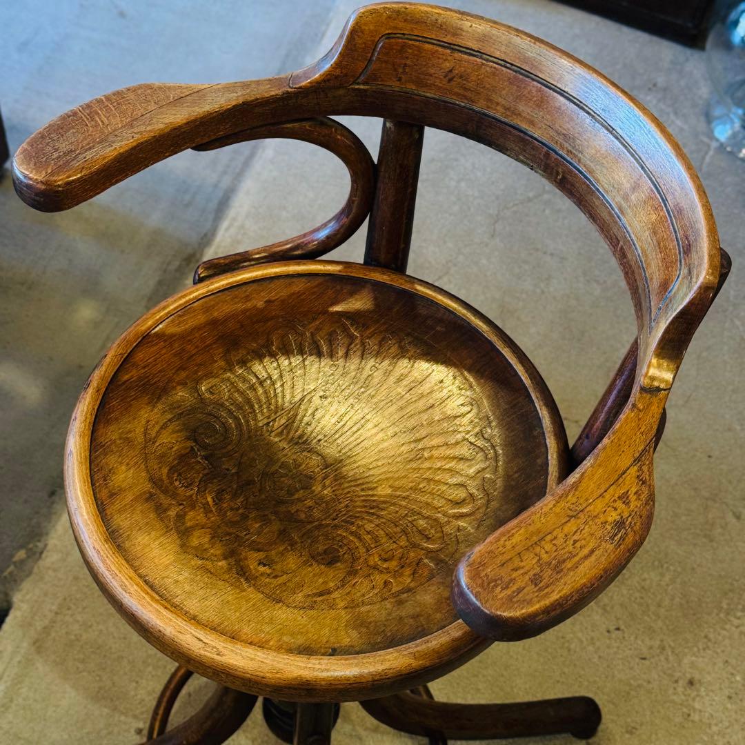 1920s Fischel ベントウッド 昇降式ハイチェア (チェコ製)