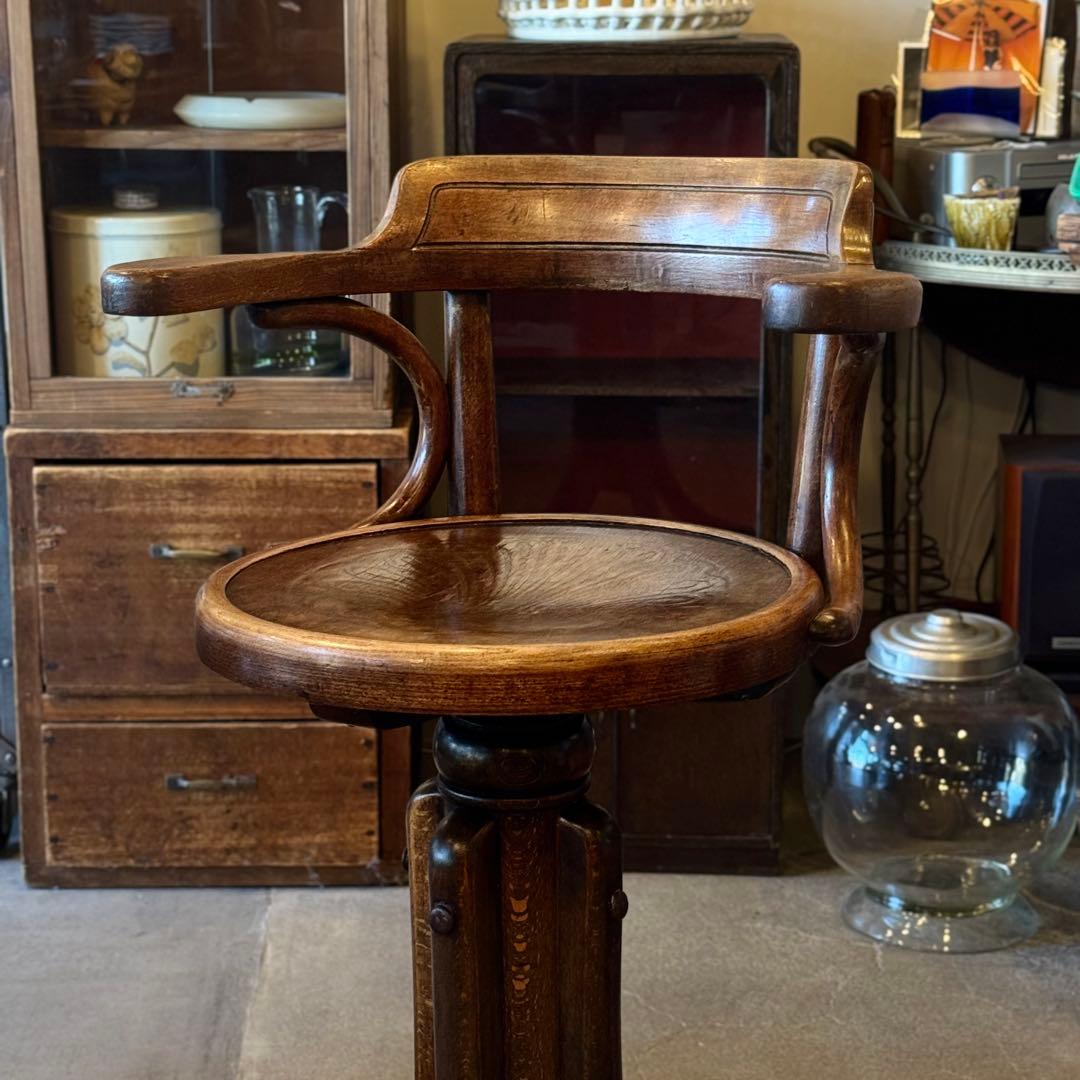 1920s Fischel ベントウッド 昇降式ハイチェア (チェコ製)