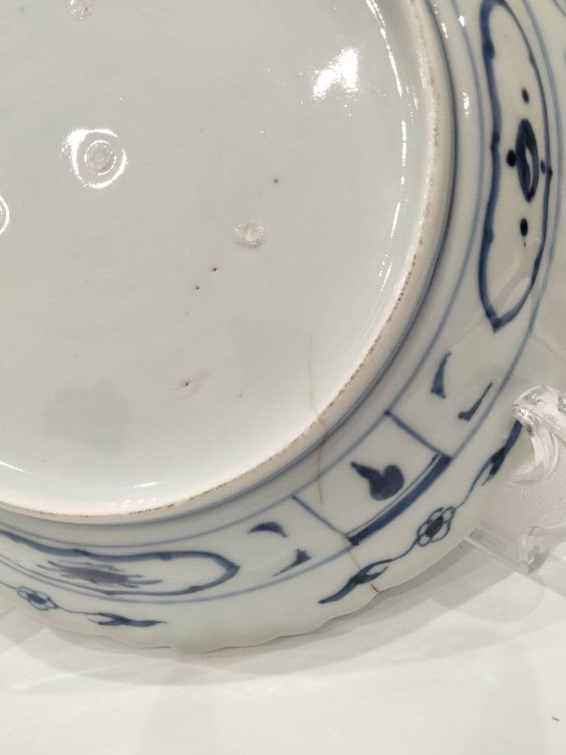 S330-3 中国古玩　南京　清朝古染め付け　皿　N