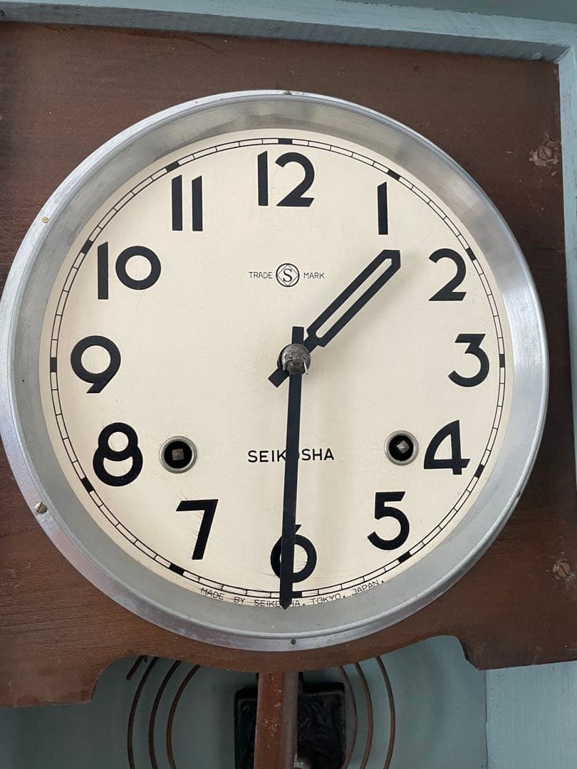 精工舎　 ゼンマイ振り子時計 ボンボン時計　ライトブルー　完動品