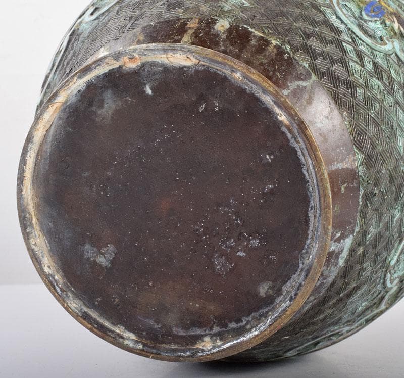 中国　古七宝琺瑯彩　花文瓶　C　R4052B