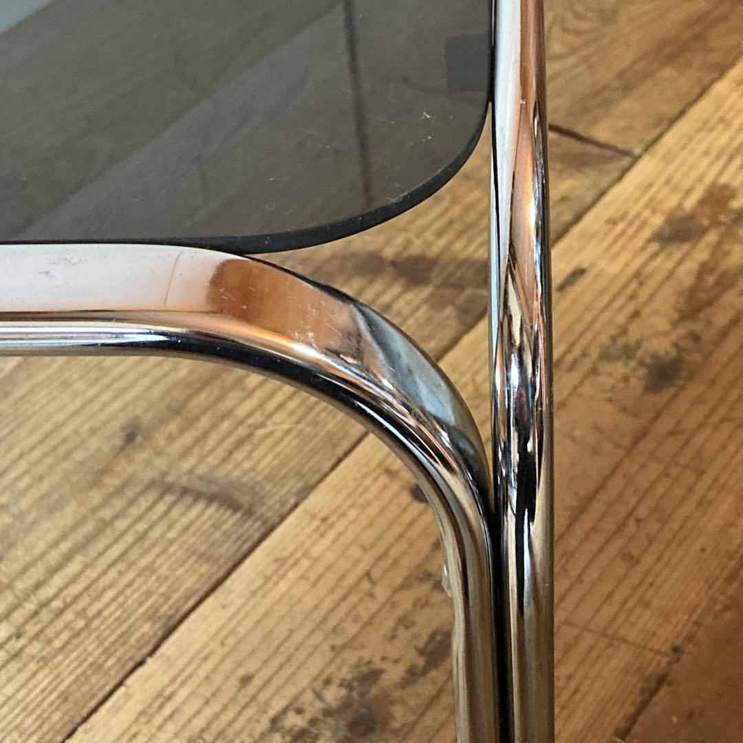 ヴィンテージ クロム スモーク ガラス サイドテーブル スペースエイジ