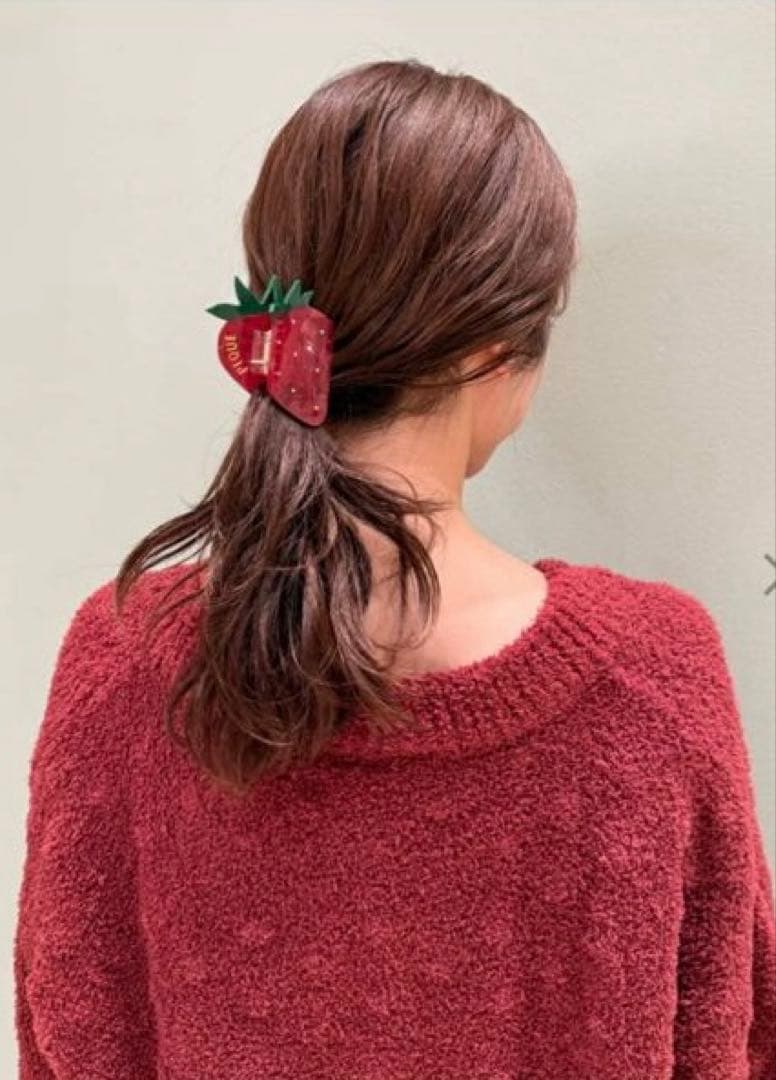 【新品タグ付き】ジェラートピケ　柄編みカーディガン　いちご　ストロベリー