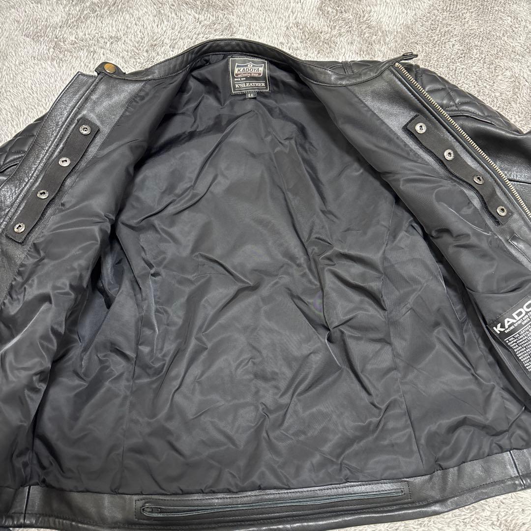 専用　　　KADOYA ブラックレザー シングルライダースジャケット LL
