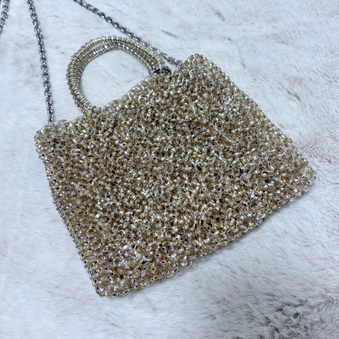 美品　アンテプリマ ワイヤーバッグ ミニアトゥーラ　ゴールド