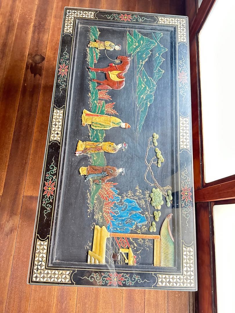 螺鈿漆器 玉石彫 テーブル　古民居出品 インテリア