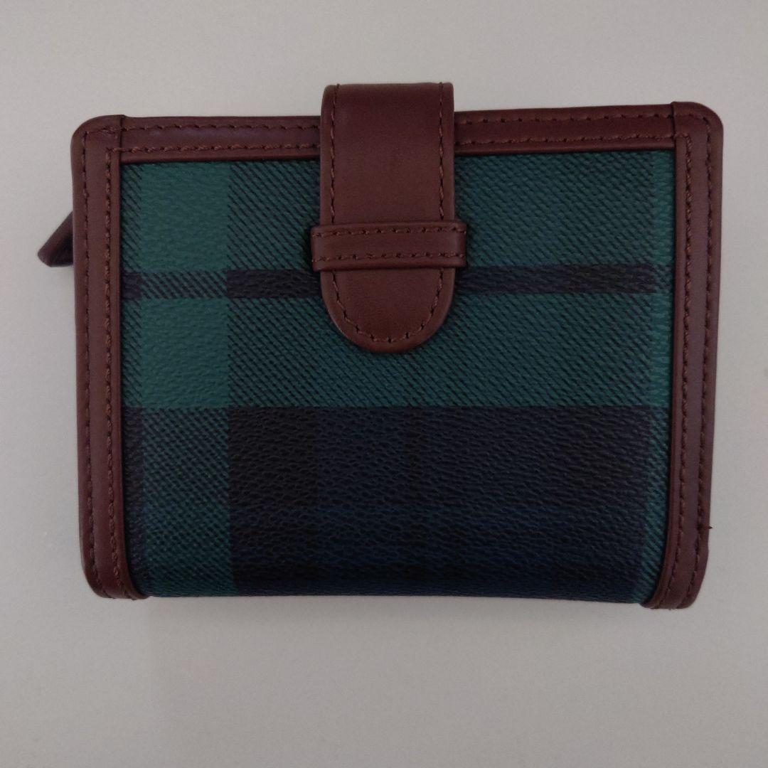 ラルフローレン 二つ折り財布 緑と黒のチェック柄