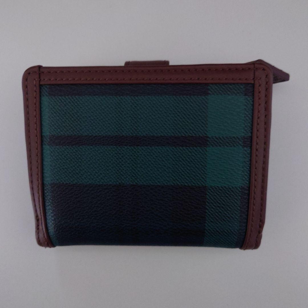 ラルフローレン 二つ折り財布 緑と黒のチェック柄