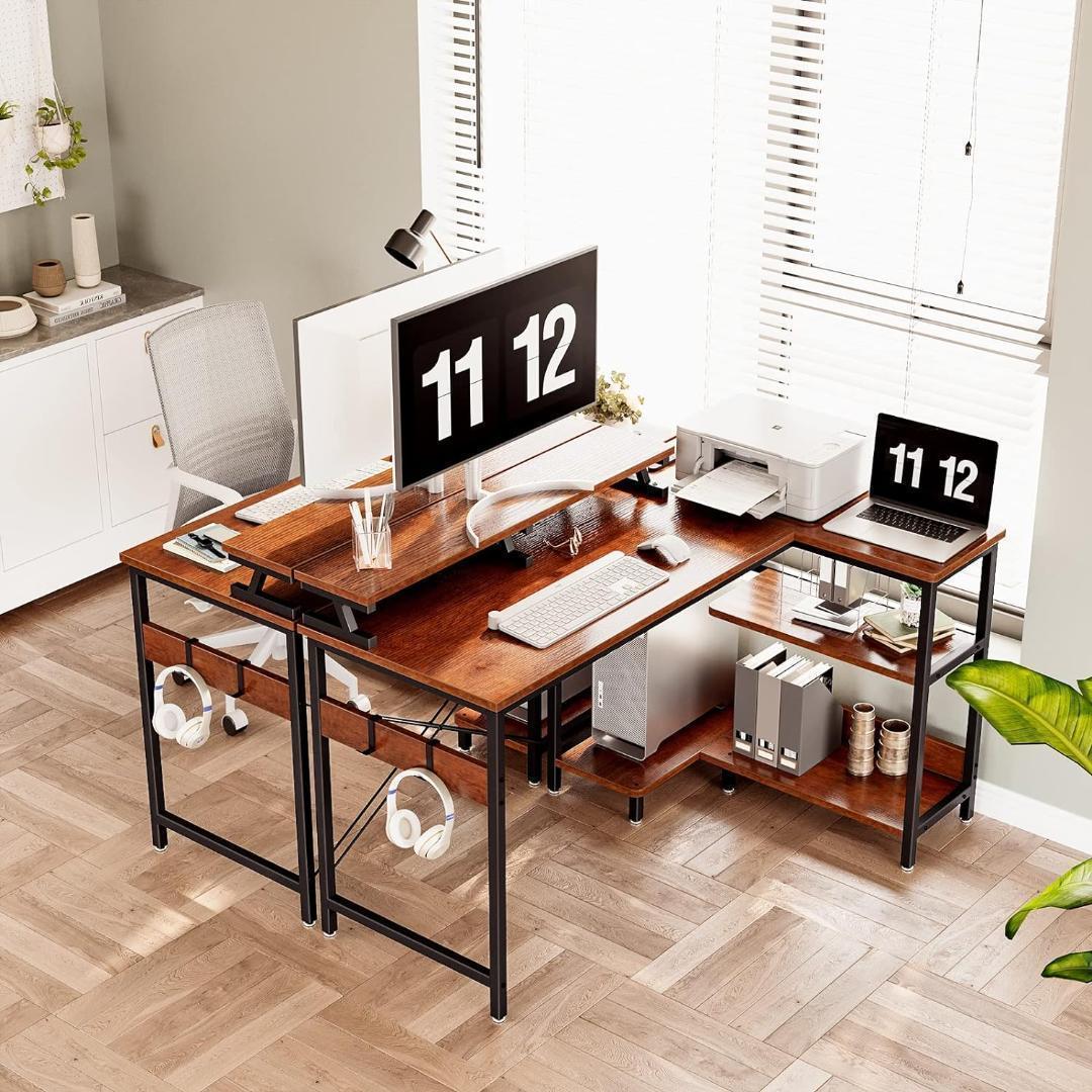 【M2389-168-120】パソコンデスク L字型　幅120cm コンセント付