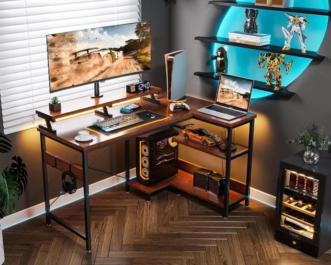 【M2389-168-120】パソコンデスク L字型　幅120cm コンセント付