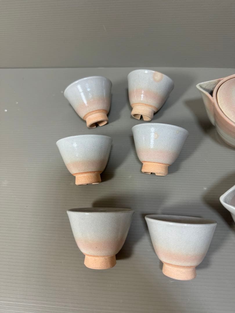 2239 萩焼　茶器セット　宝瓶1客　湯冷し1客　湯呑6客　未使用